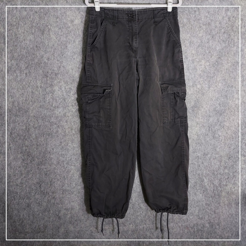 Levi's Cargo Pants Women 28‎ Gray Utility Straight Leg Drawstring Hem Gorpcore